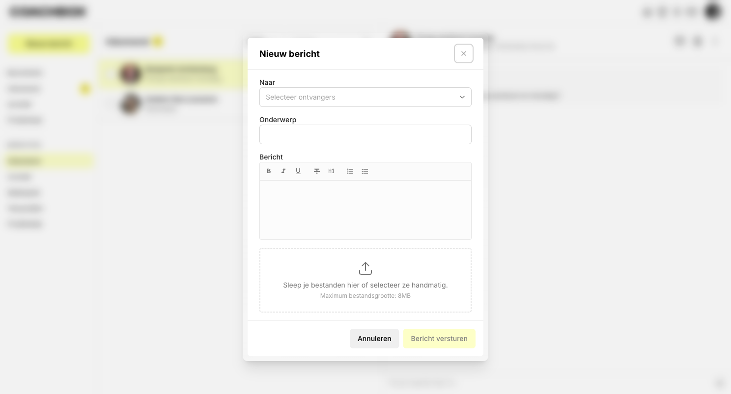 Dialoogvenster nieuw bericht opstellen
