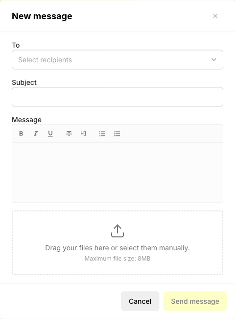 Compose new message dialog