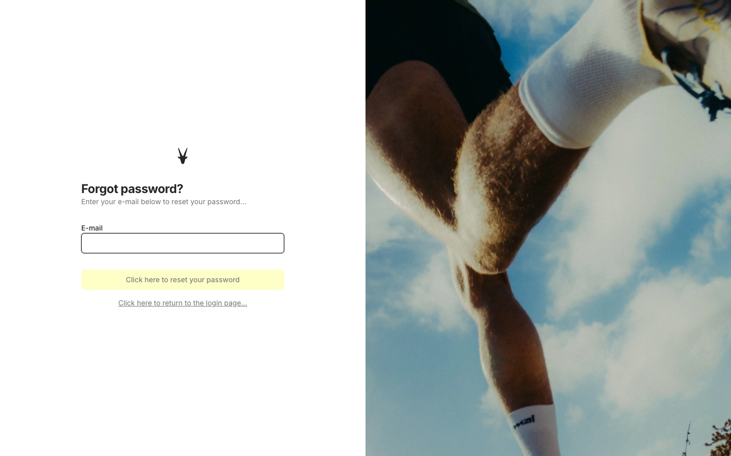 Forgot password page