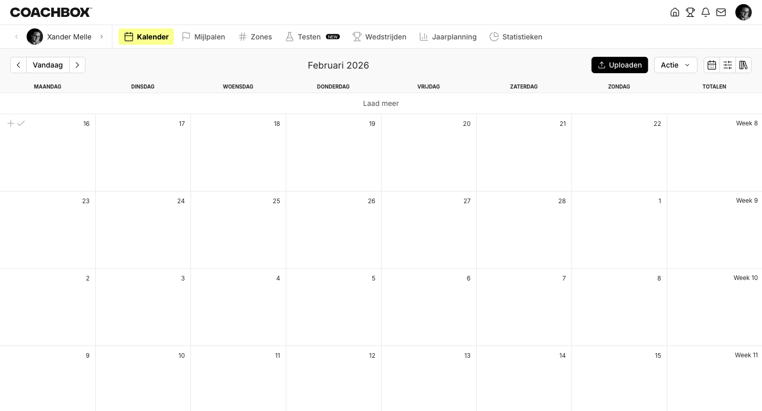 Sporttype kiezen in de kalender