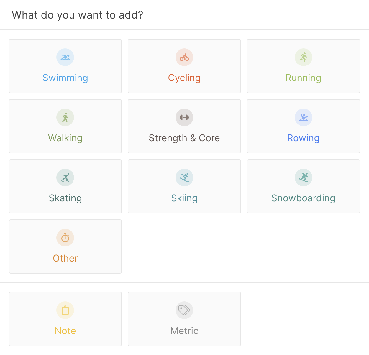 Strength & Core workouts - Sport selector