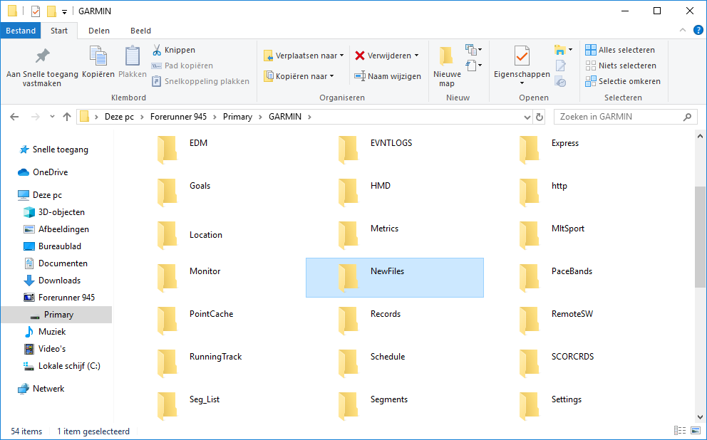Export workouts to Garmin - Windows Explorer